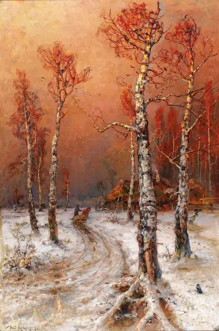 Winterstimmung Mit Saatkrähen by Julius Sergius Klever